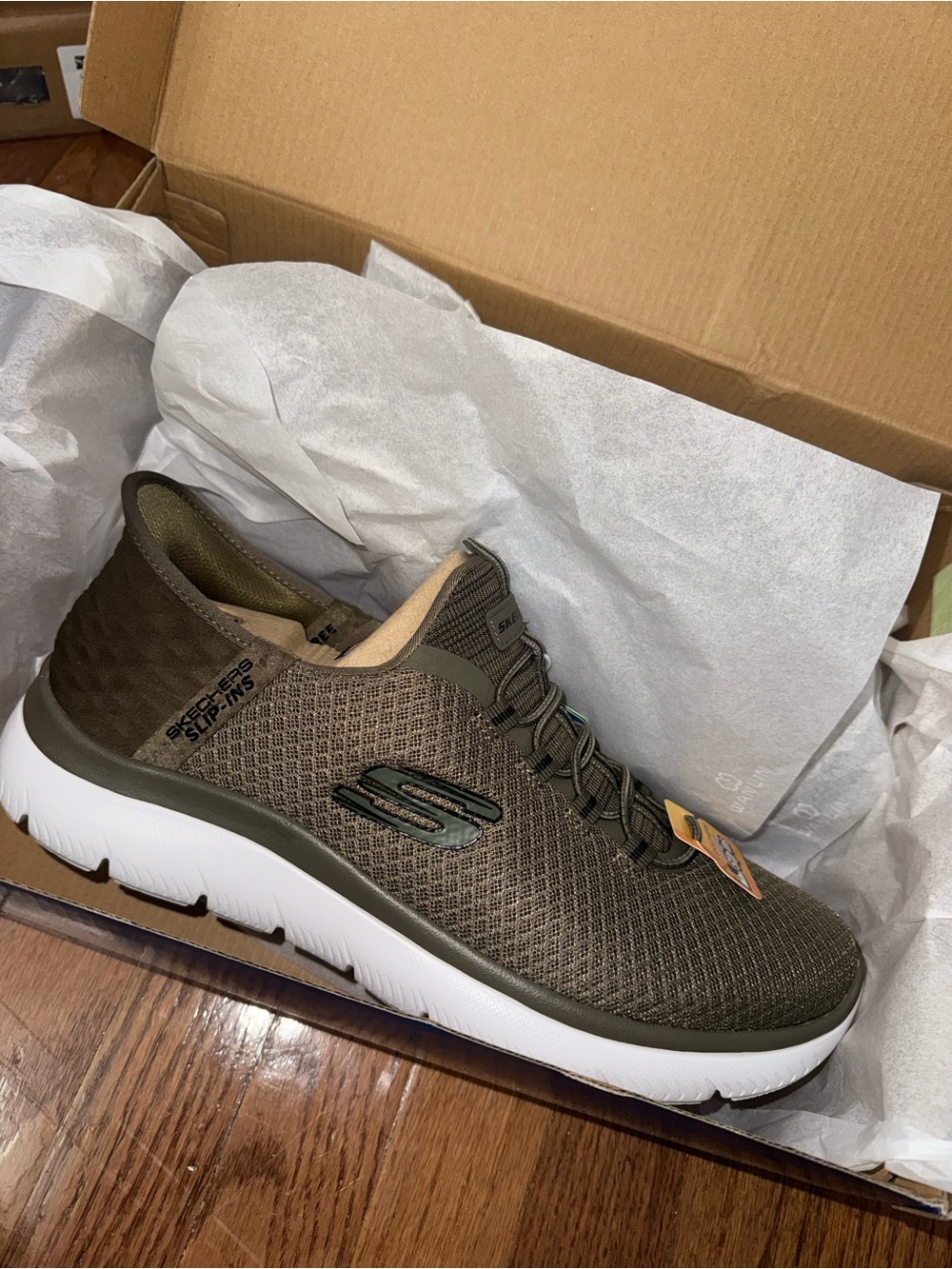 Skechers Men'S Summits High Range Hands Free Slip-In Sneaker In Olive Size 11 - Picture 6 of 9